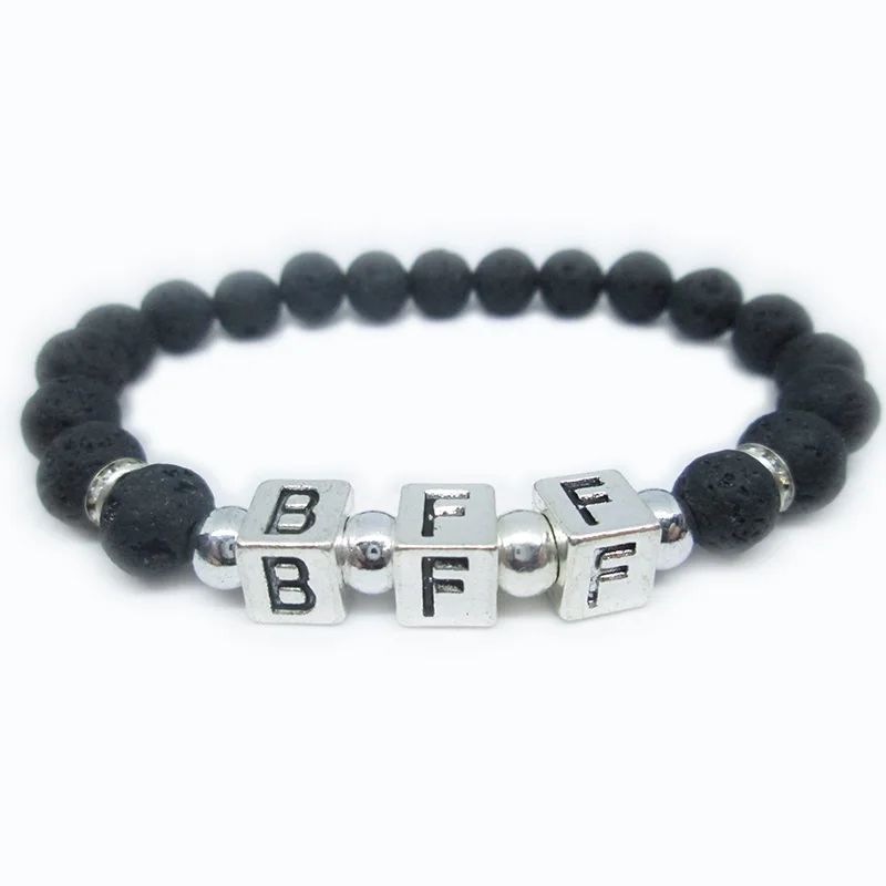 1 PCS BFF Bracelet Best Friend Forever Braslet Letter Budha Elastic For Friendship Couples Gift Metal Stone Cubic Beads Kaws