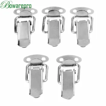 

bowarepro Hardware Cabinet Boxes Spring Loaded Latch Catch Toggle Iron Hasp For Sliding Door Window Cabinet+Screw 43*21MM 5pcs