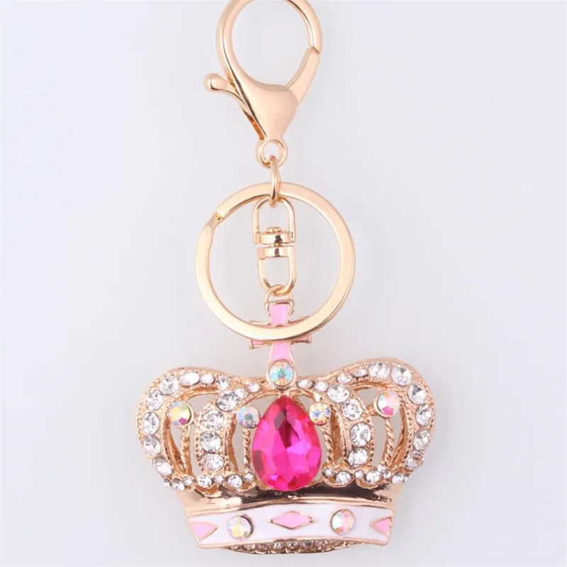 

Shiny Crystal Crown Keychains Keyring Fashion Rhinestone Trinkets Metal Key Chain Jewelry Purse Charms Bag Pendant For Women