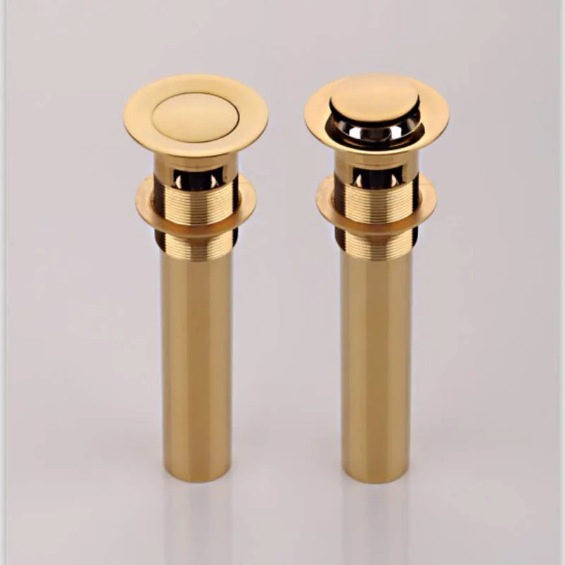 Bathroom Sink Drainer Brass Push Dwon Pop-up Golden Color Overflow Hole Basin Parts Faucet Accessories PJXY003G-Y Bathroom Sink Drainer Brass Push Dwon Pop-up Golden Color Overflow Hole Basin Parts Faucet Accessories PJXY003G-Y