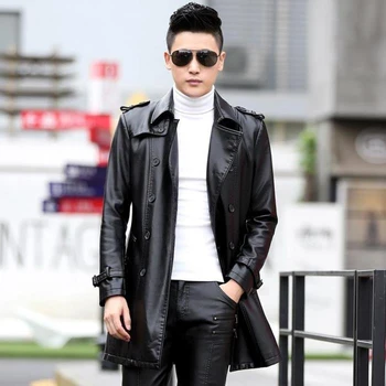 

Men's Leather Jacket 2016 Hot Sale Autumn Casual Faux Leather Jacket Male Long Slim Warm Chaquetas De Cuero Plus Size 5XL HJ390