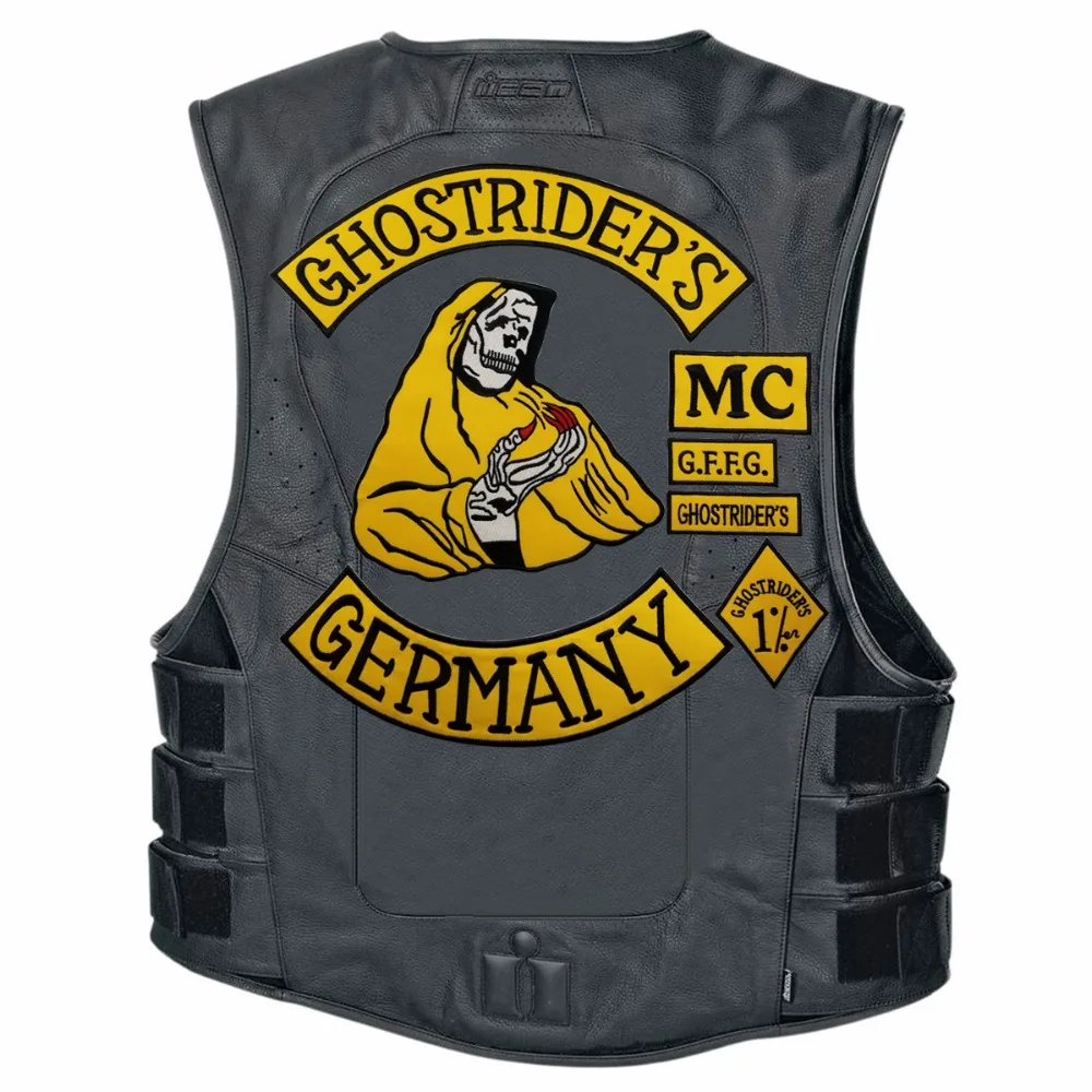 New Arrival 7pcsSet GHOSTRIDER'S GERMANY Embroidered Iron-On Sew On Back Badge Biker Rider Patch For Jacket Vest Free Shipping (7)