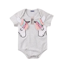 Helen115 Lovely Newborn baby girl clothes Cartoon Short Sleeve Bodysuit One Piece Outfits 0-24M