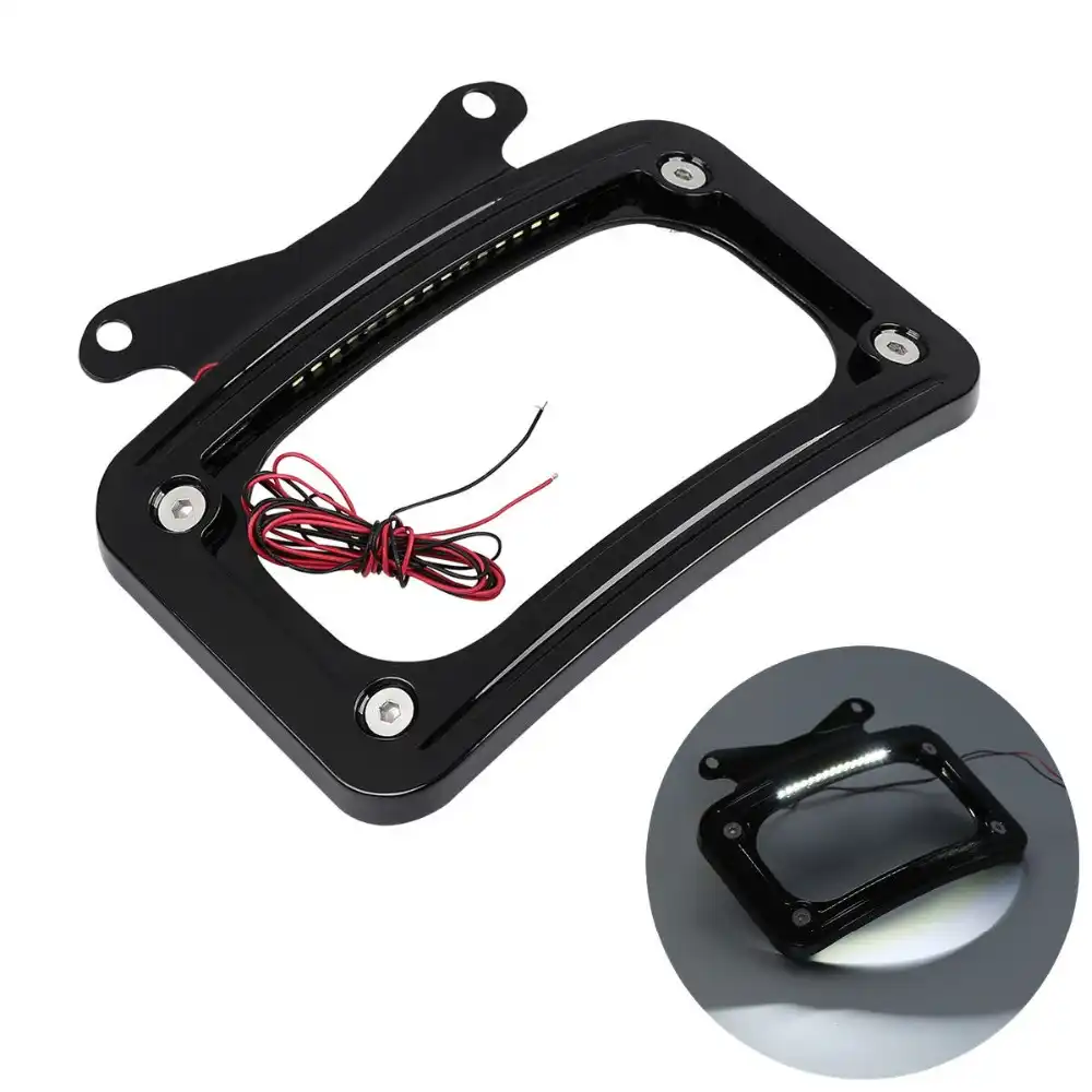 harley davidson curved license plate frame with led lighting