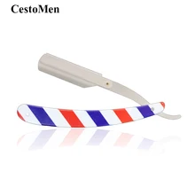 CestoMen парикмахерское лезвие ручное бритвенное лезвие из нержавеющей стали для волос Парикмахерская бритва нож складной бритвенный держатель