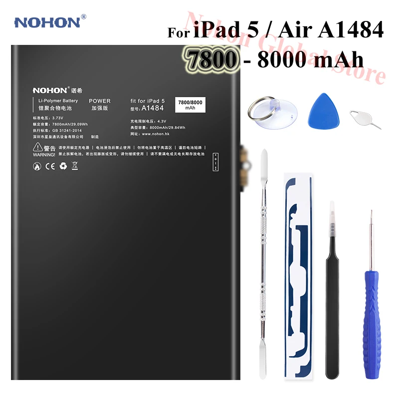 Аккумулятор Nohon для iPad 5 Air батарея 7800 8000 мАч A1484 A1474 A1475 аккумулятор Cycly +