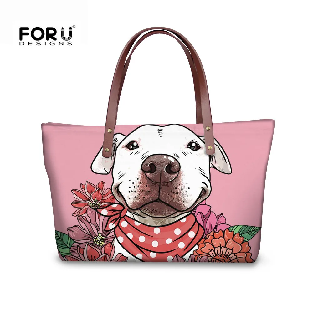 

FORUDESIGNS Beagles Top-handle Bag Luxury Handbags Women Bags 2018 Designer For Girls Youkshire Terrier Print Totes Beach Bag