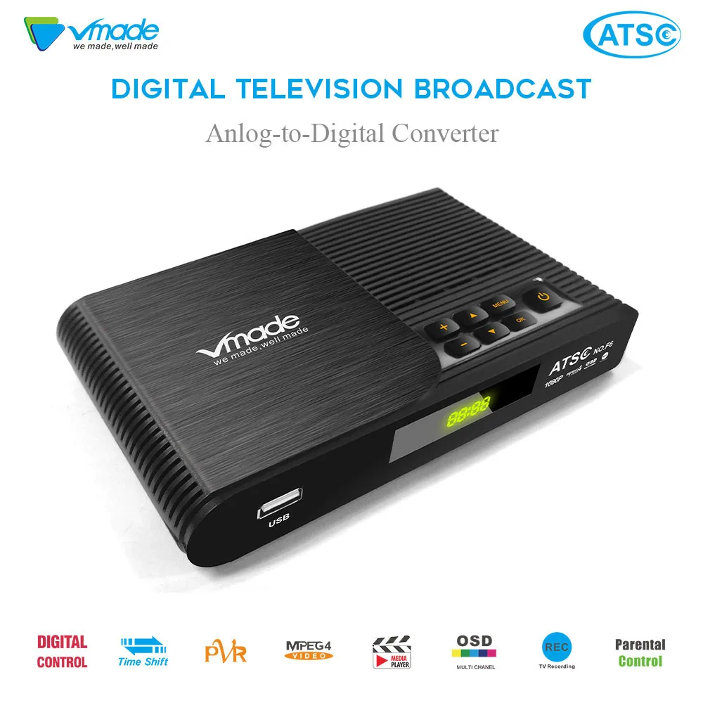 Vmade Новый ATSC-F6 наземный цифровой ТВ-приемник H.264 MPEG-4 HD1080P dvb ТВ-приставка ATSC