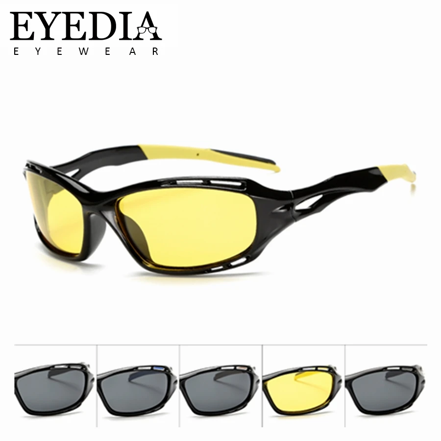 

Fashion Vintage Men Driving Yellow Lens Night Vision Glasses Black Polarized UV400 Sunglasses Sport Surfing Sun Glasses 1004KP