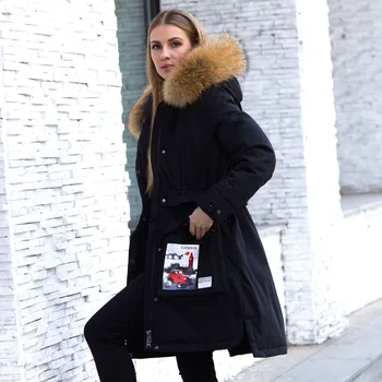 

Big Real Raccoon Fur 2019 Winter Jacket Women Parkas For Female White Duck Down Coat Thick Warm Hooded Women Winter Down Jacket