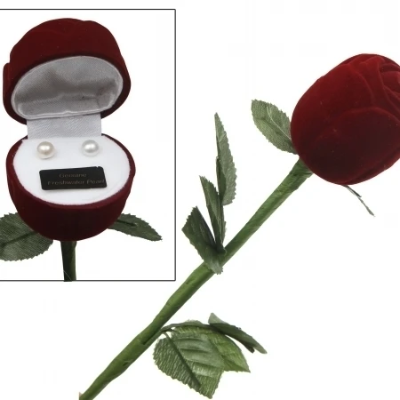 240-PELSR Premium Premium Long Stem Rose With Genuine Pearl Earrings (Case of 50) (1)
