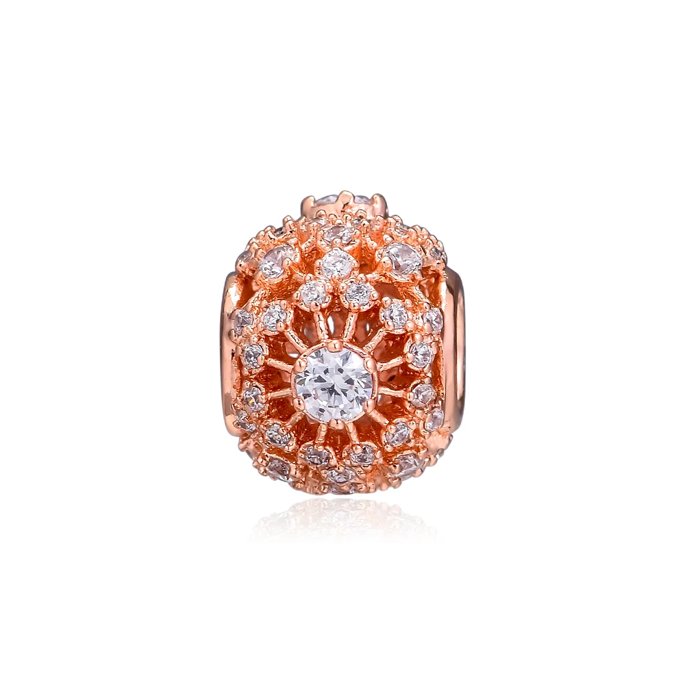 

Inner Radiance Rose Gold Charm Berloque 925 Sterling Silver CZ Beads for Jewelry Making Fits Original Bracelets DIY