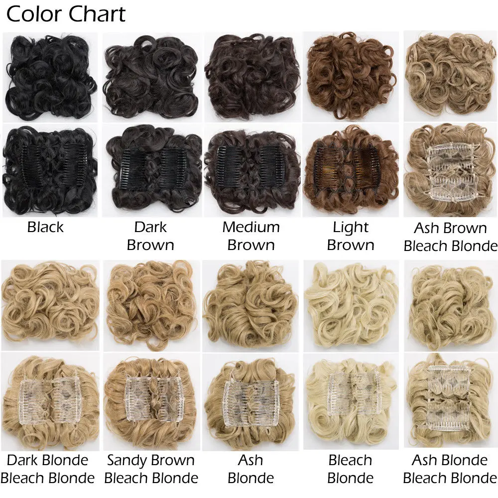 S-noilite LARGE Comb Clip In Curly Synthetic Hair Pieces Chignon Updo Cover Hairpiece Extension Hair Bun