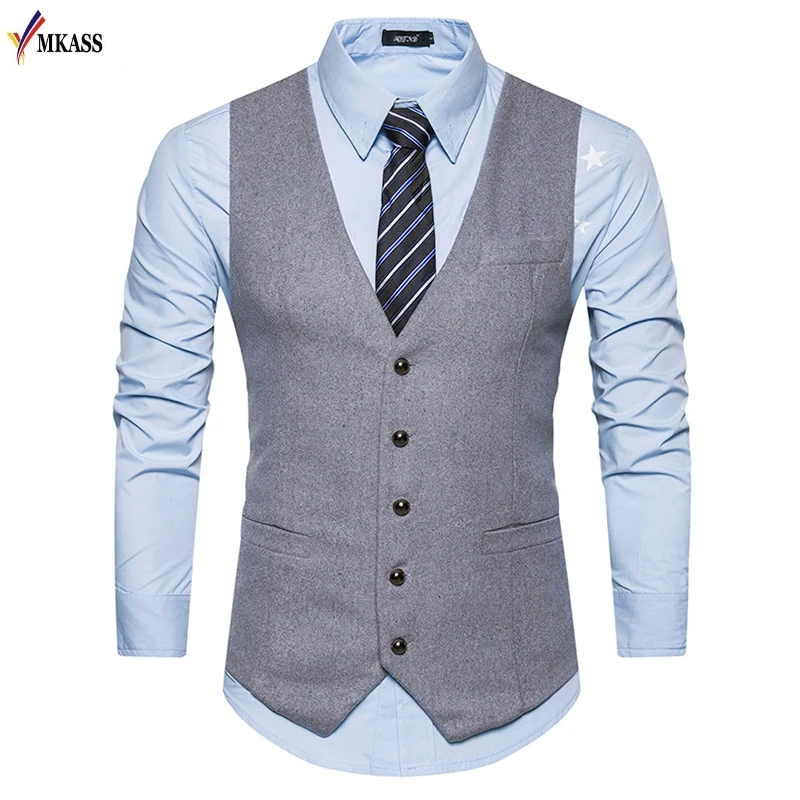2017 New Men Vests Suit V-neck Business Vest Wedding Formal gilet homme Men Classic Vest Waistcoat Size S-XXL