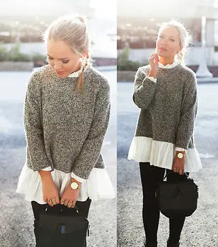 

Women Long Sleeve Loose Knitted Sweater Jumper Knitwear Outwear Coat