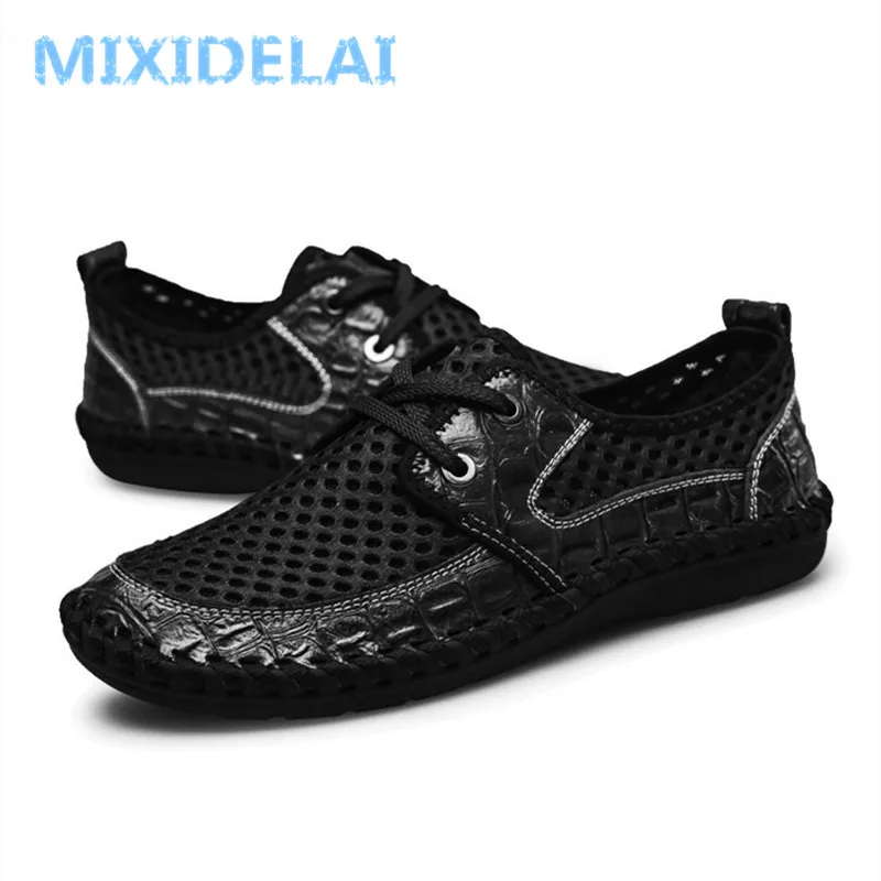 MIXIDELAI 2019 New Men's Shoes Comfortable Breathable Mesh Flats Shoes Fashion Lace-Up Casual Shoes Men Leisure Big Size 38-46 MIXIDELAI 2019 New Men's Shoes Comfortable Breathable Mesh Flats Shoes Fashion Lace-Up Casual Shoes Men Leisure Big Size 38-46