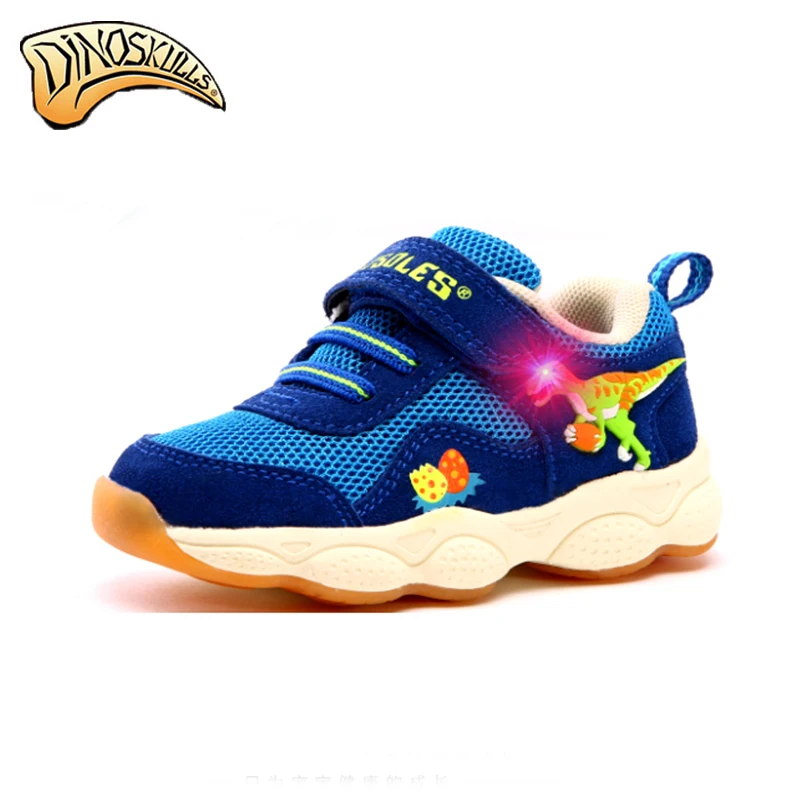 Dinoskulls Kids Boys Sneakers LED Light Up Children's Shoes 3D Dinosaur Mesh Breathable Baby Boy Trainers Srping Toddler Shoes