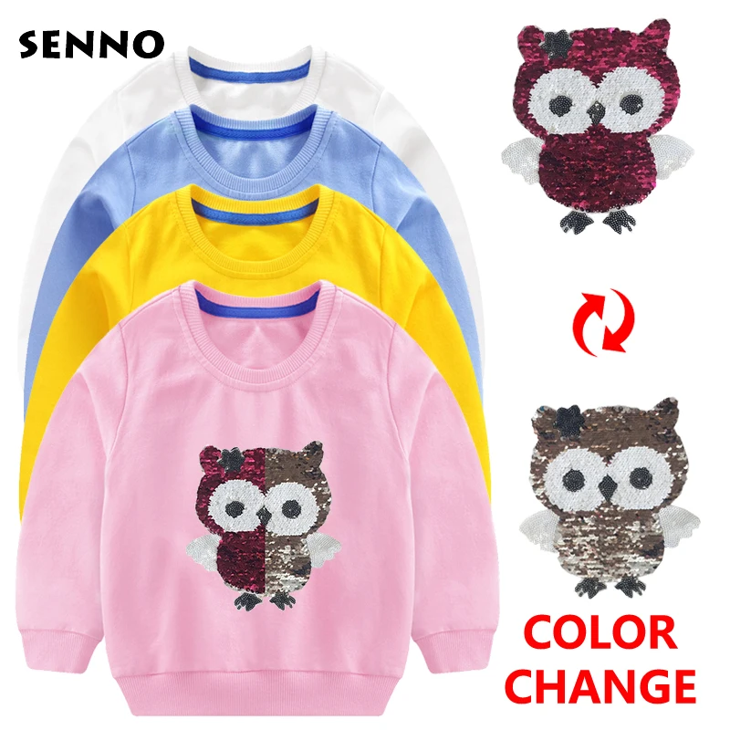 

Girls Sweatshirt Hoodie with Reverse Sequin Applique 2018 Autumn Winter Kids Clothes Children Sweatshirts for Girls Hoodies 2-7T