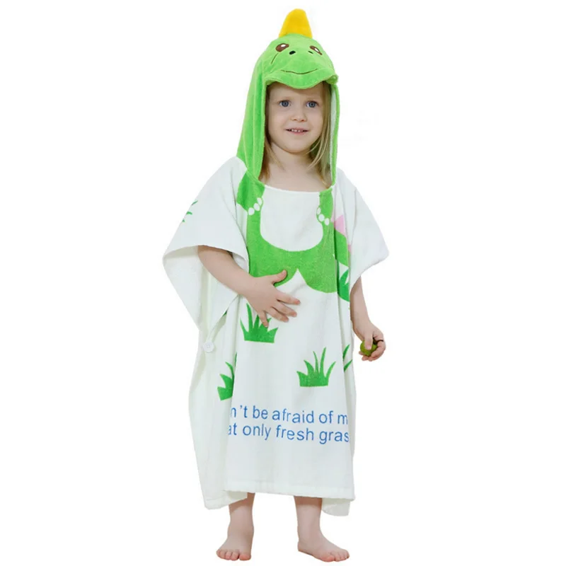 Банный халат принцессы с капюшоном и рисунком животных; Банное полотенце для малышей; купальный халат для детей; детский банный халат; Пижама - Цвет: White and green