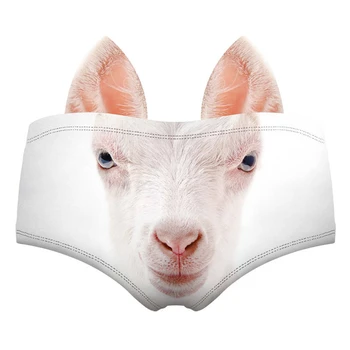 

White Goat 3D Cute Print Ears Women Underwear Interesting Panties For Lady Hot Sexy Female Lingerie Thongs Briefs