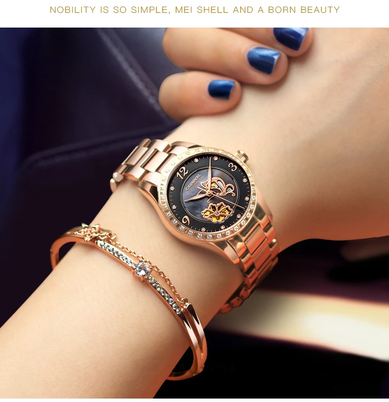 Со стразами; модельные туфли Роскошные Брендовые Часы для женщин водонепроницаемые механические наручные часы женские часы reloj mujer montre