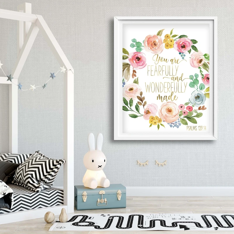 You Are Fearfully And Wonderfully Made Sign Print Nursery Deccor