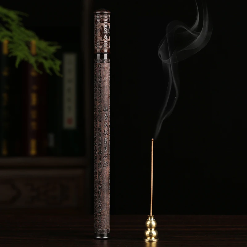 Vintage Incense Storage Bottle Black Rosewood Heart Sutra Stick Incense