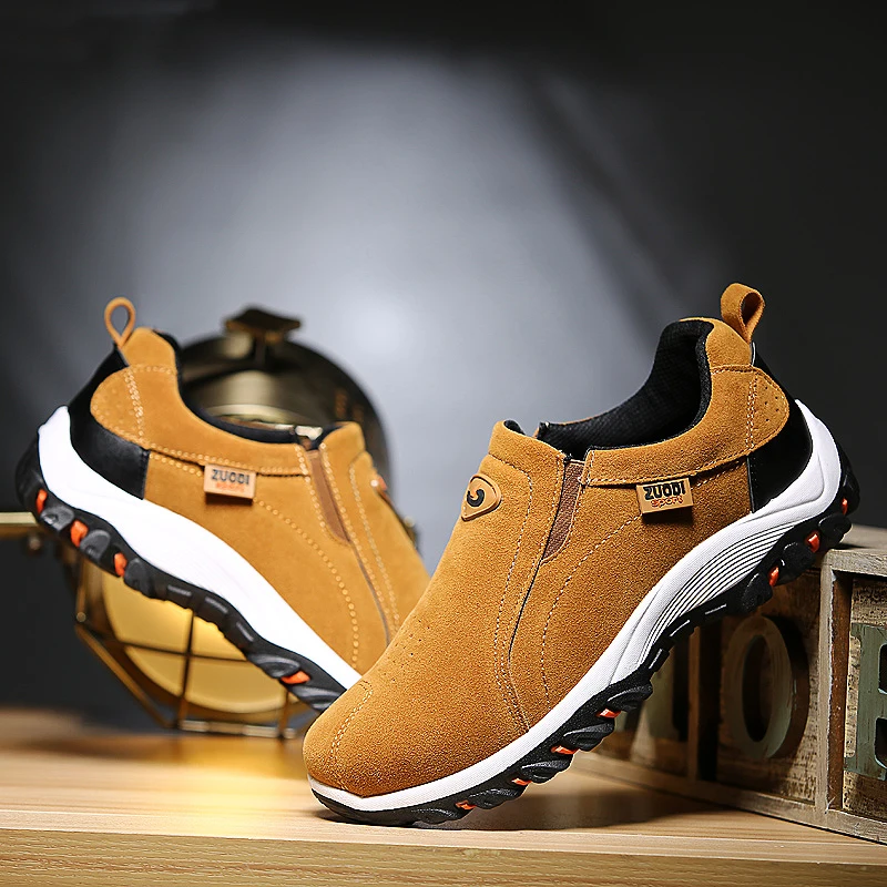 YRRFUOT/Мужская походная обувь; замшевая уличная спортивная обувь; Брендовые мужские кроссовки для альпинизма; слипоны; треккинговые ботинки; zapatillas hombre - Цвет: Brown