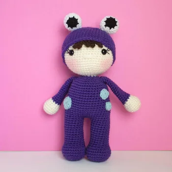

armigurumi crochet rattle toys frog girl model number koi011