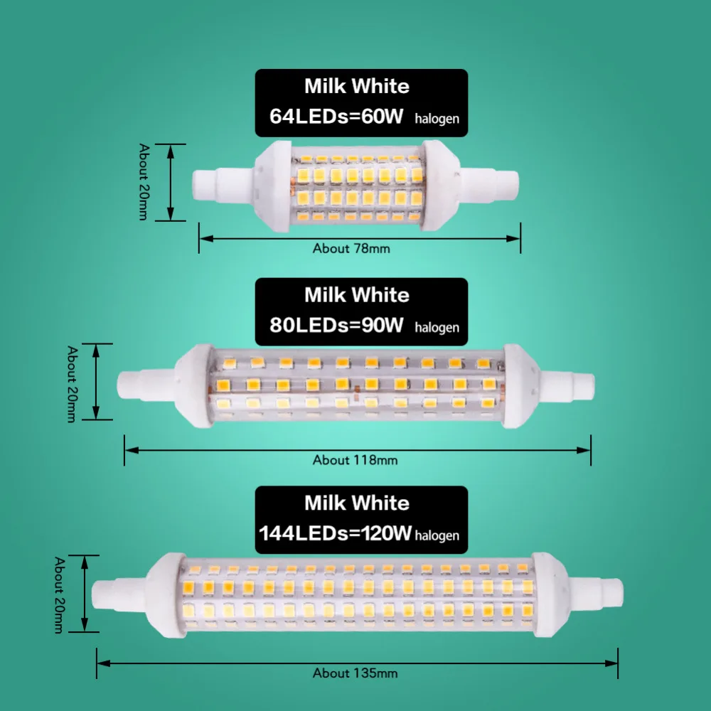 R7S J78 J118 Светодиодная лампа кукурузы с регулируемой яркостью 78 мм 118 мм 135 мм 189 мм Замена галогенной лампы 150 Вт 500 Вт Точечный светильник переменного тока 220 В