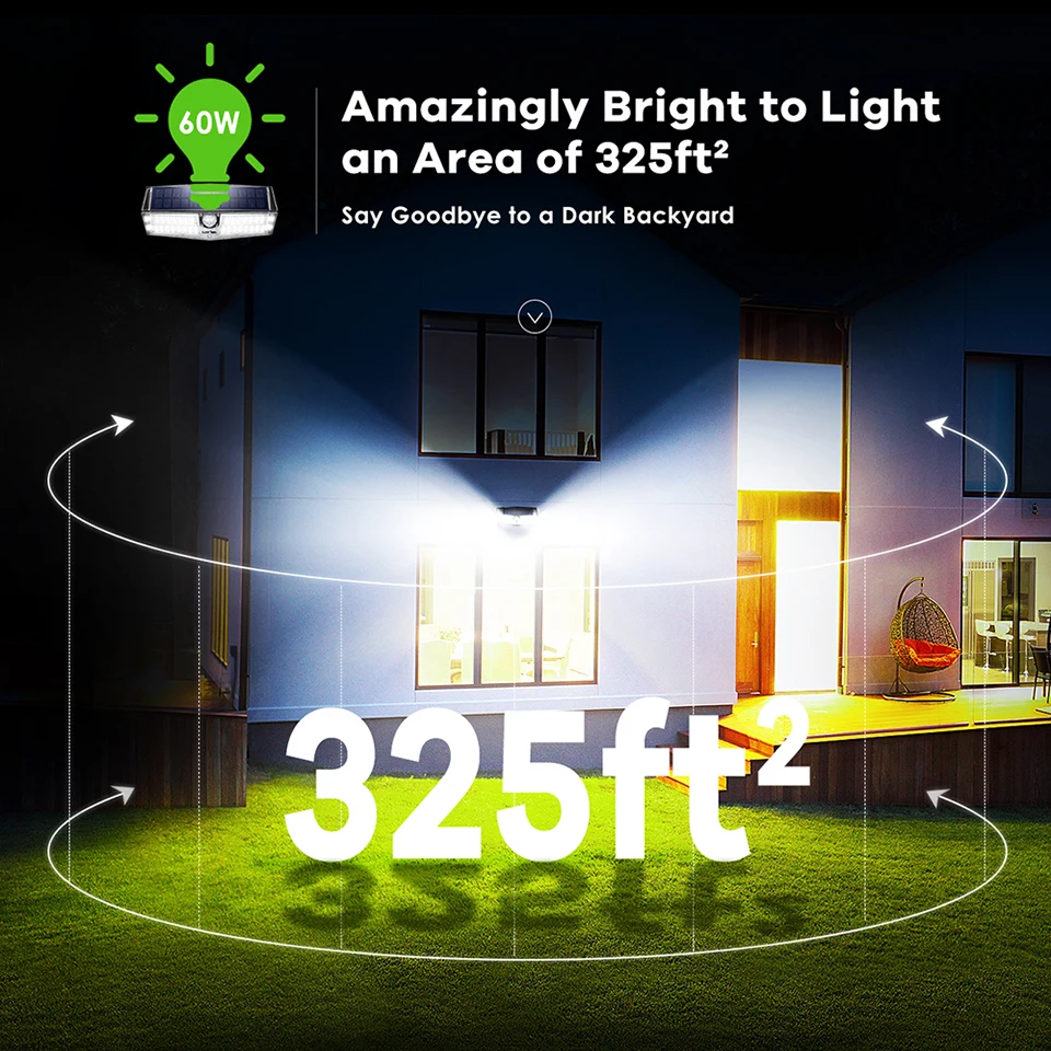 Litom CD175 3 Adjustable Light Modes 66 LED Bright Solar Powered Outdoor Lights (1)