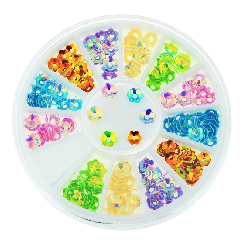 

Blueness 6colors 4mm AB Flower Design Decorative Slice for Nail Art Design Mixed Adhesive Nail Decoration ZP209
