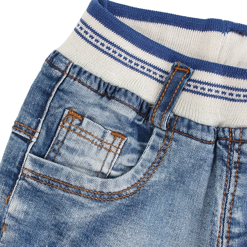 Patchwork Jeans For Boys Letter Elastic Waist Kids Denim Trousers Spring Autumn Children Ripped Hole Jeans Boy's Clothing 2-5 Y  (10)