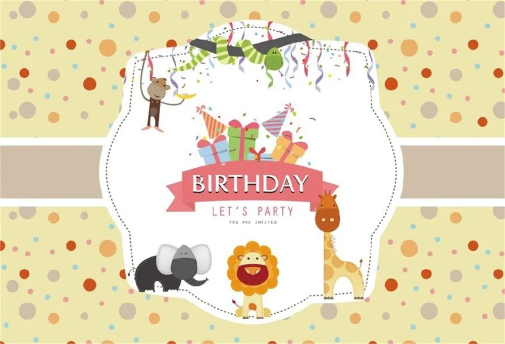 Laeacco Cartoon Happy Birthday Animal Gift Decoration Photography Backgrounds Customized Photographic Backdrops For Photo Studio Laeacco Cartoon Happy Birthday Animal Gift Decoration Photography Backgrounds Customized Photographic Backdrops For Photo Studio