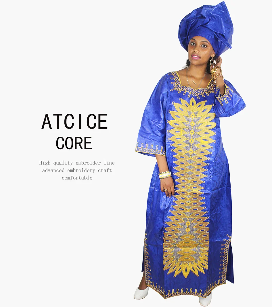 Африканские платья для женщин, модный дизайн,, хлопок, Африканский бассейн riche, вышитый дизайн, длинное платье