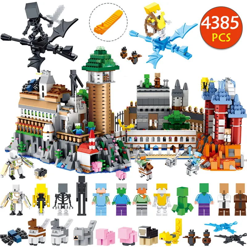 

4385PCS My World Large Magic Technic Building Blocks Kit Compatible LegoINGLYS Minecraft Castle Model Bricks Children Toys