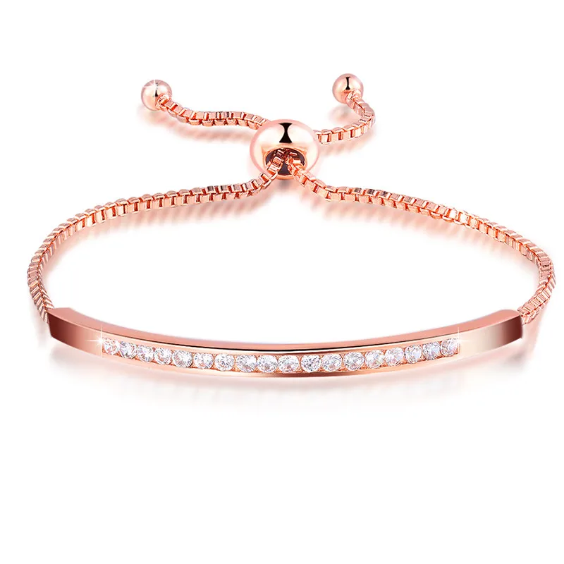 Charm Captivate Bar Slider Bracelets For Women Brilliant Pave CZ