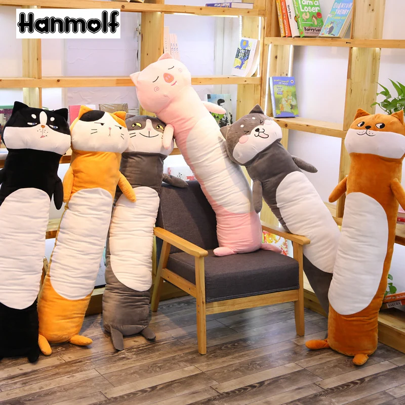 

Emoji Animals Cylindrical Bolster Stuffed Round Long Body Cat Dog Pig Kids Adults Sleeping Plush Animals Pillow 90/140cm