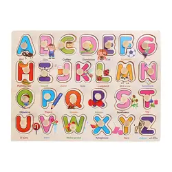Деревянная головоломка с алфавитом соответствующие игрушки Монтессори головоломки образовательных раннего образования алфавит игрушка