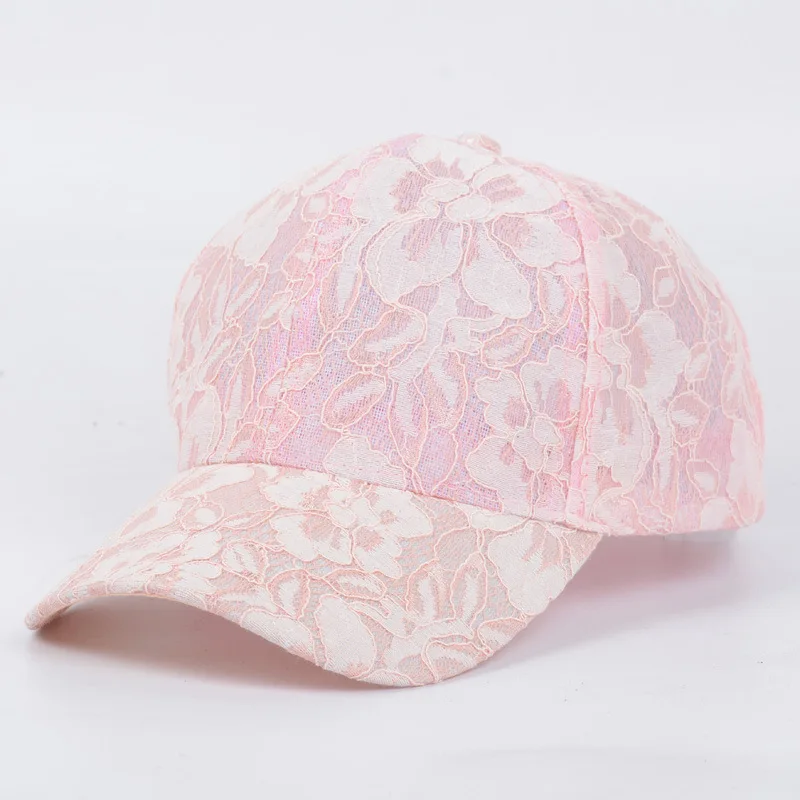

Summer Cap Breathable Mesh Spring Baseball Hats For Women Adjustable Snapback Hip Hop Baseball Cap Bone Gorras Lace Floral Caps