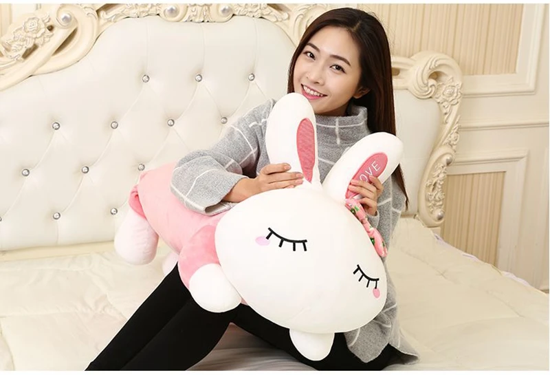 Dorimytrader kawaii rabbit plush toy giant soft bunny girl sleeping pillow doll birthday gift Valentine`s Day present 110cm 130cm DY50541 (5)