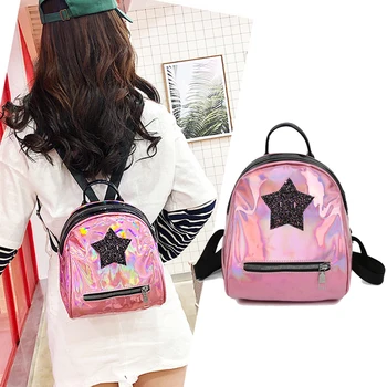 

New laser small backpack preppy style mini backpack for women school backpacks for girl Simple mochila feminina Y72012