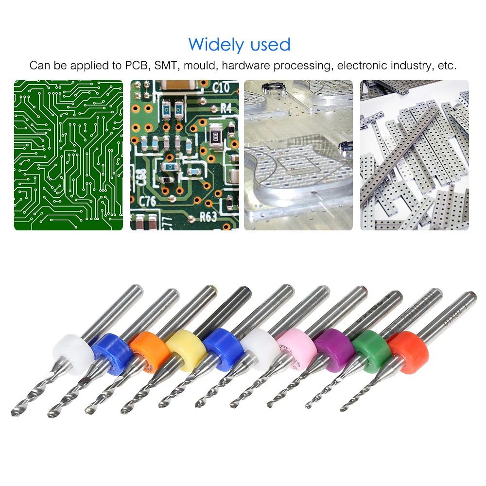 

Tungsten Carbide Micro Drill Bits Set Engraving Tools for PCB Circuit Board 0.3-1.2mm/1.1-2.0mm 10pcs Tools Set