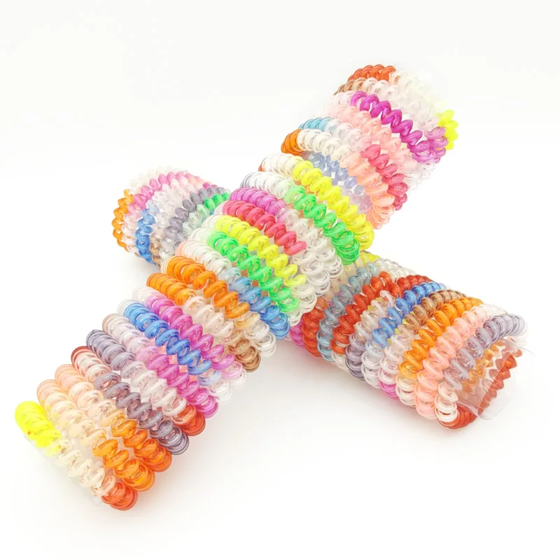 

100 Pcs/Lot Telephone Line Elasticity Rubber Hairwear Women Headwear Elastic Hair Band for Girl Jewelry Springs Hair Accessory