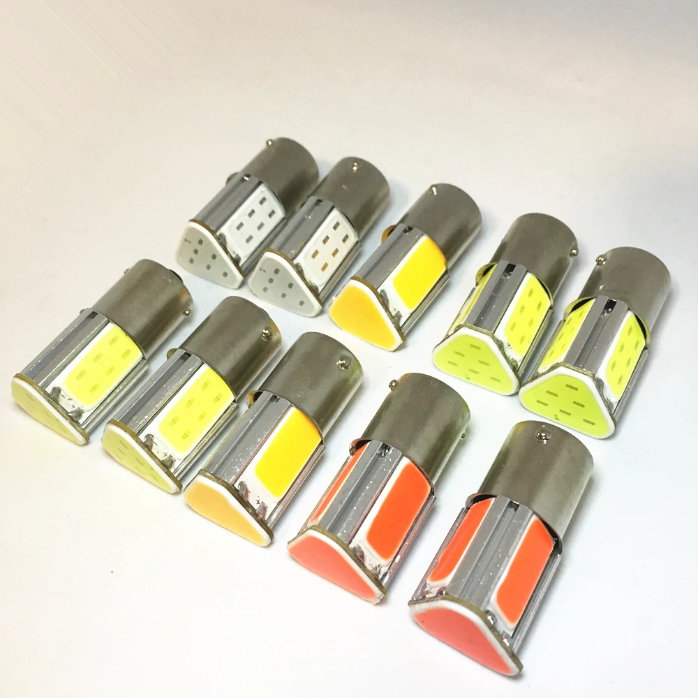 

100pcs 4 COB Auto Brake light 1156 ba15s p21w led Reverse Tail Light rear Turn signal lamp parking White red car led Bulbs 12v