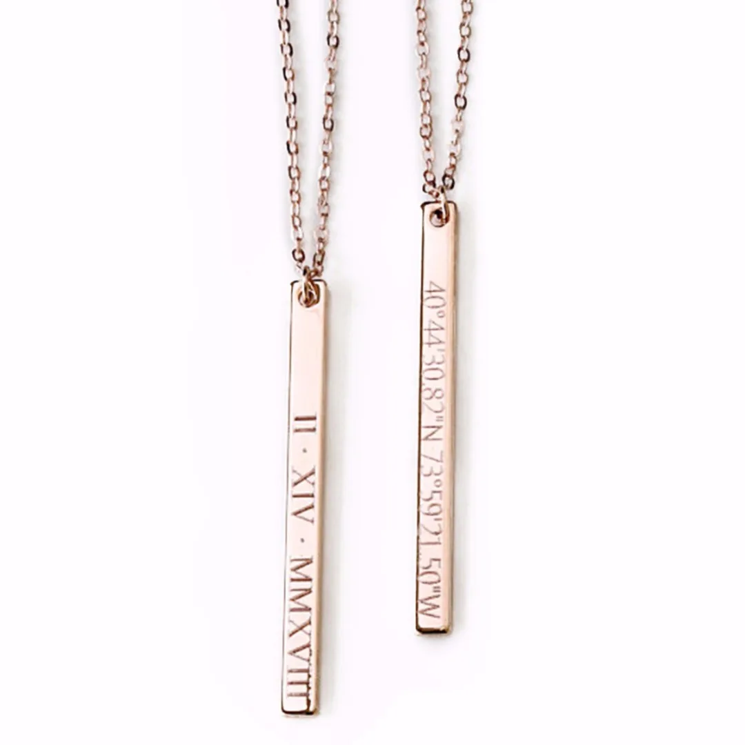 Men Women Personalized Pendant Necklace Custom Engrave Name Date Bar Necklace erkek kolye Fashion DIY Jewelry 2019 Shellhard