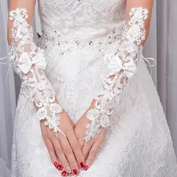 Новые в наличии Короткие Кружева Свадебные короткие перчатки белые свадебные перчатки без пальцев Свадебные аксессуары