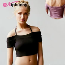 Aipbunny, Спортивная футболка с открытой спиной и лямкой на шее для фитнеса, женские футболки для занятий танцами и упражнениями, одежда для спортзала и бега, спортивная одежда, майка для занятий йогой, топы