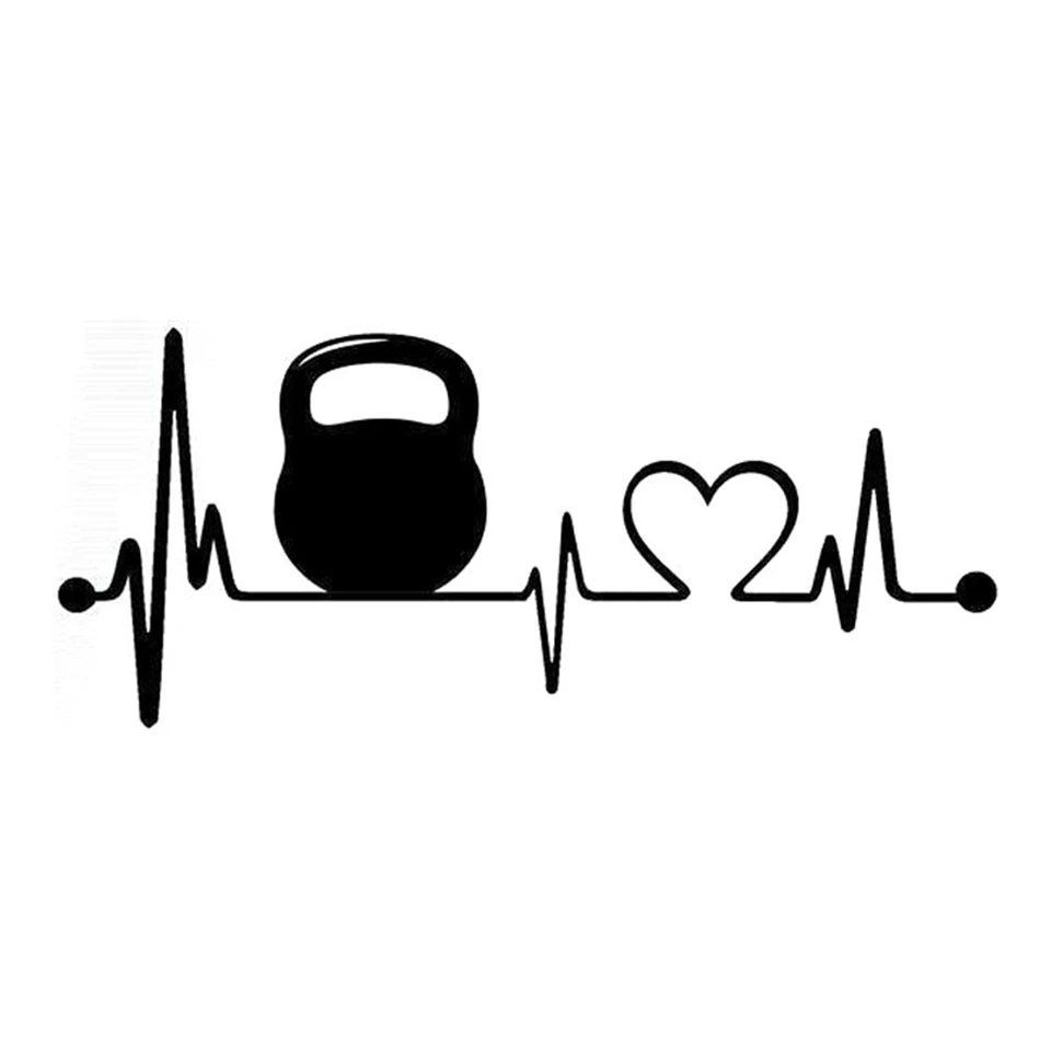 Kettlebell Lock Lifeline Heartbeat Applique Car Sticker Car Window Vinyl Car Sticker 21.1cmx7 (2)