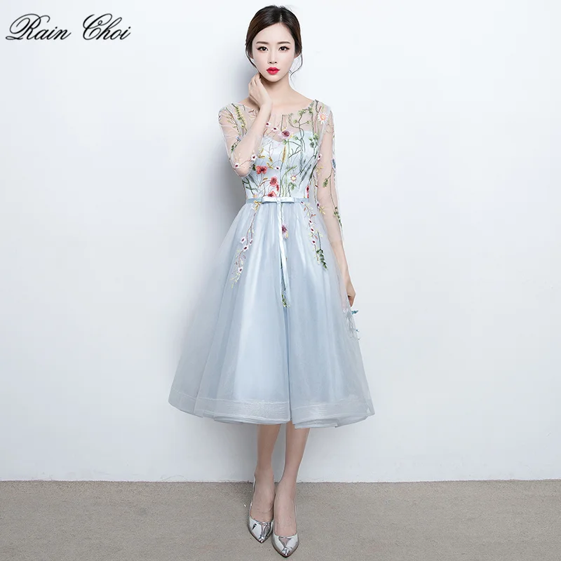 Elegant Short Cocktail Dress with Floral Embroidery for Evening Parties image 6